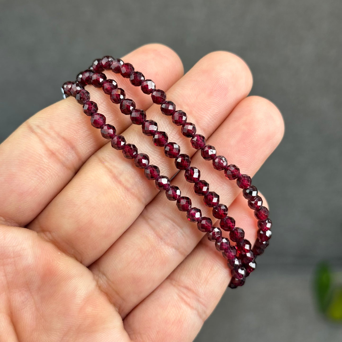 Natural Garnet Faceted Bracelet Size 4 mm