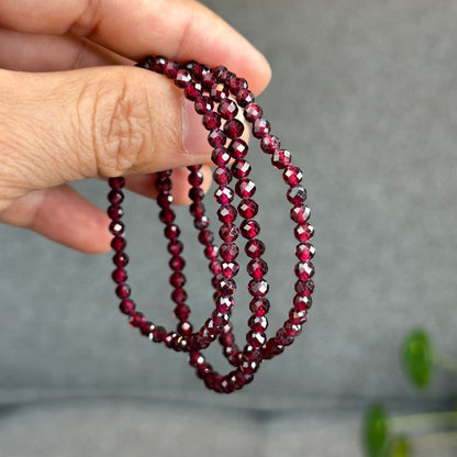 Natural Garnet Faceted Bracelet Size 4 mm