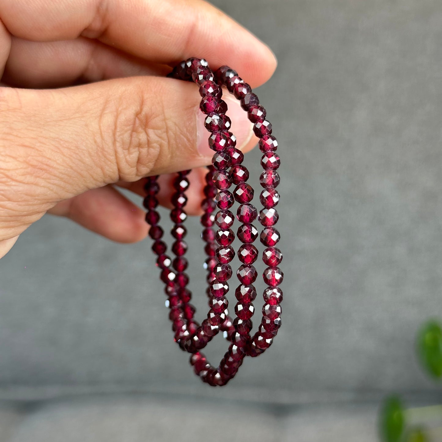 Natural Garnet Faceted Bracelet Size 4 mm