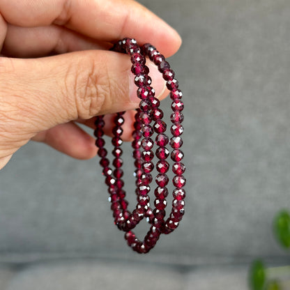 Natural Garnet Faceted Bracelet Size 4 mm