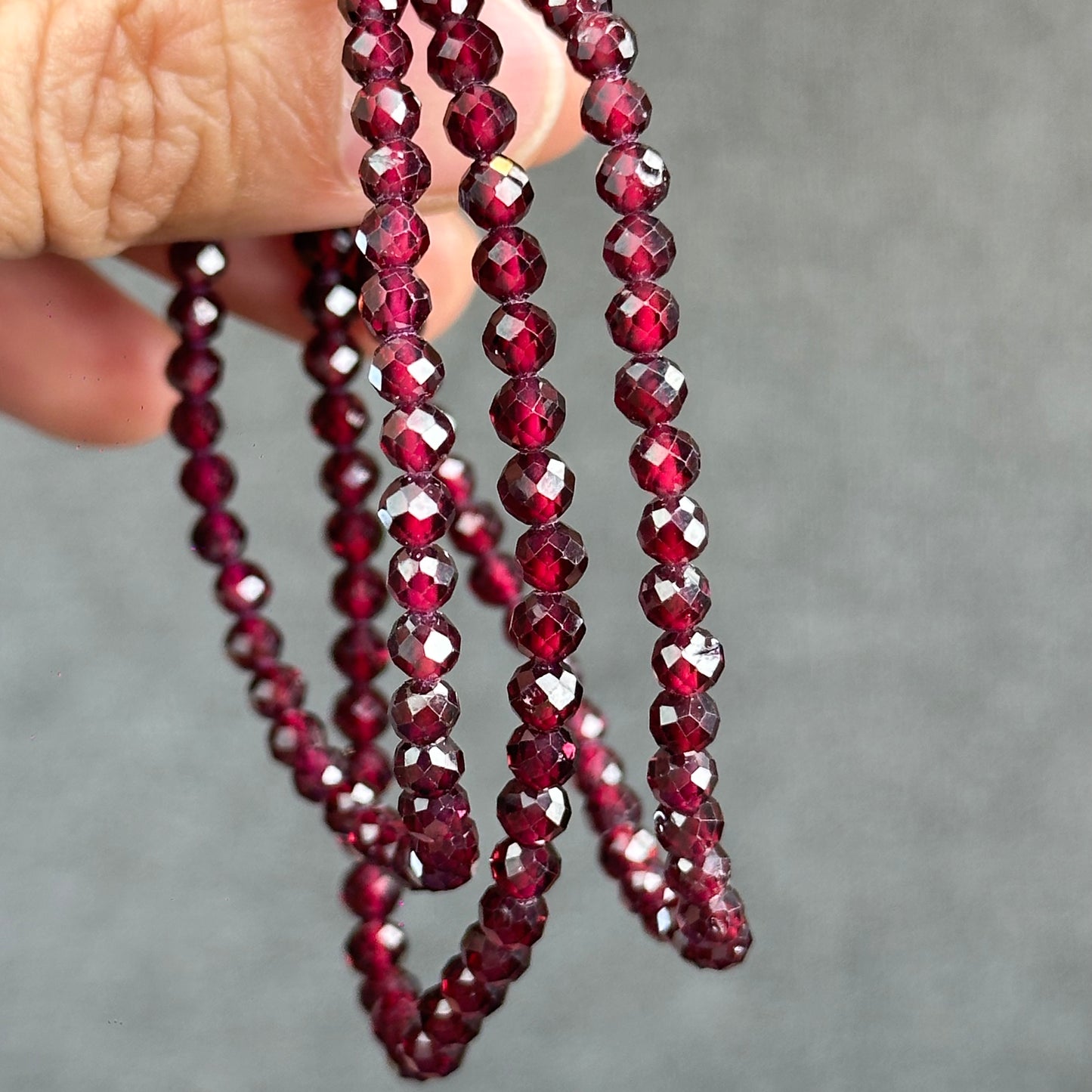 Natural Garnet Faceted Bracelet Size 4 mm