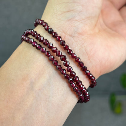 Natural Garnet Faceted Bracelet Size 4 mm