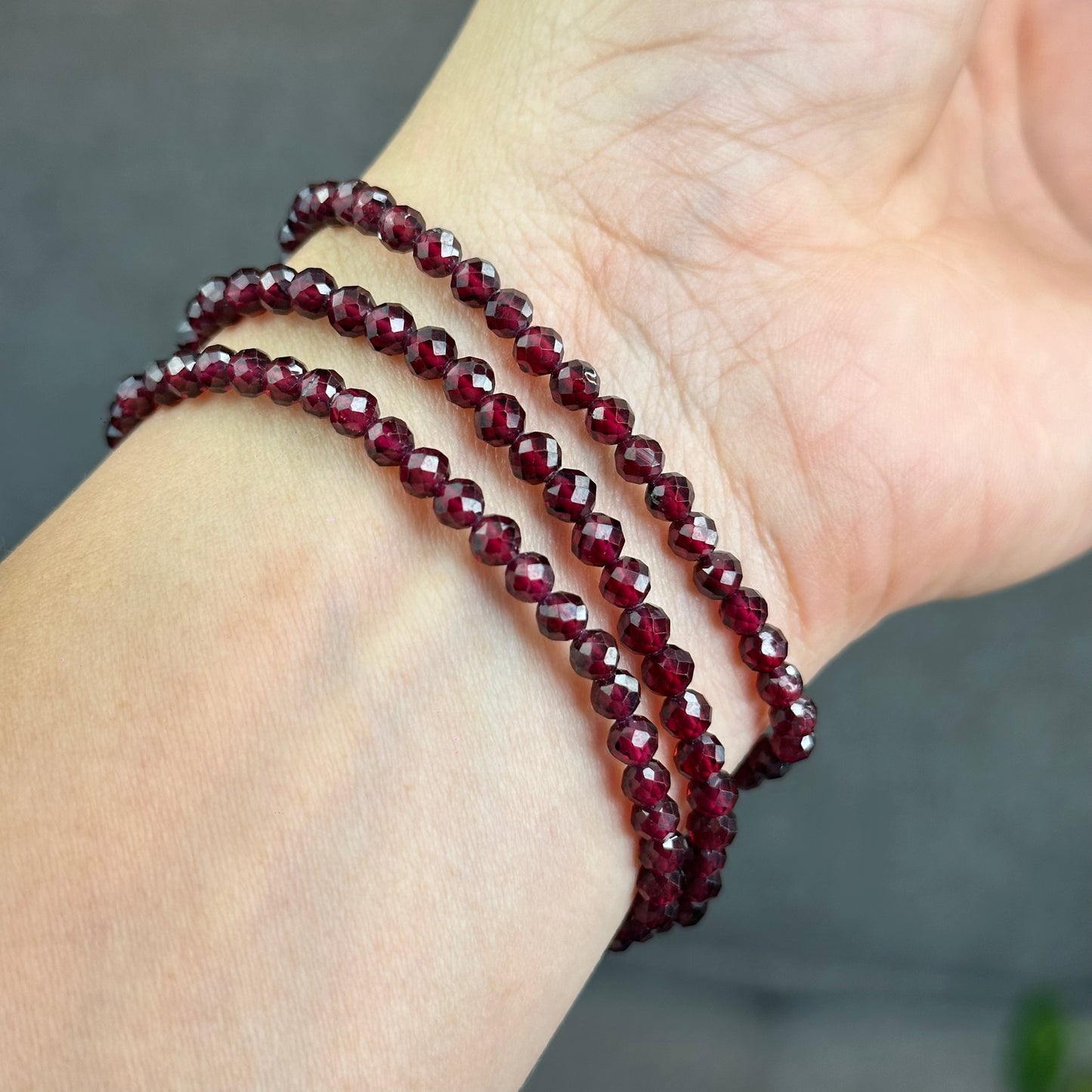 Natural Garnet Faceted Bracelet Size 4 mm