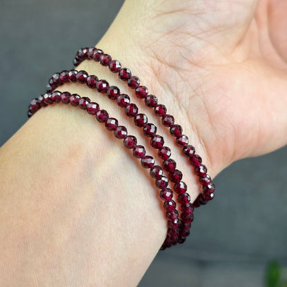 Natural Garnet Faceted Bracelet Size 4 mm