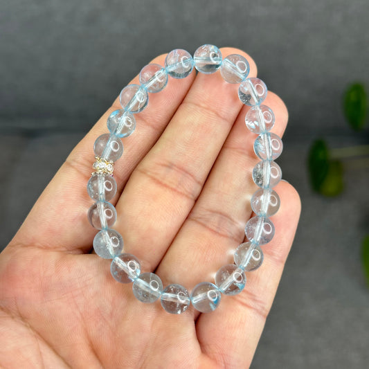 Natural Blue Topaz Bracelet Size 8 mm