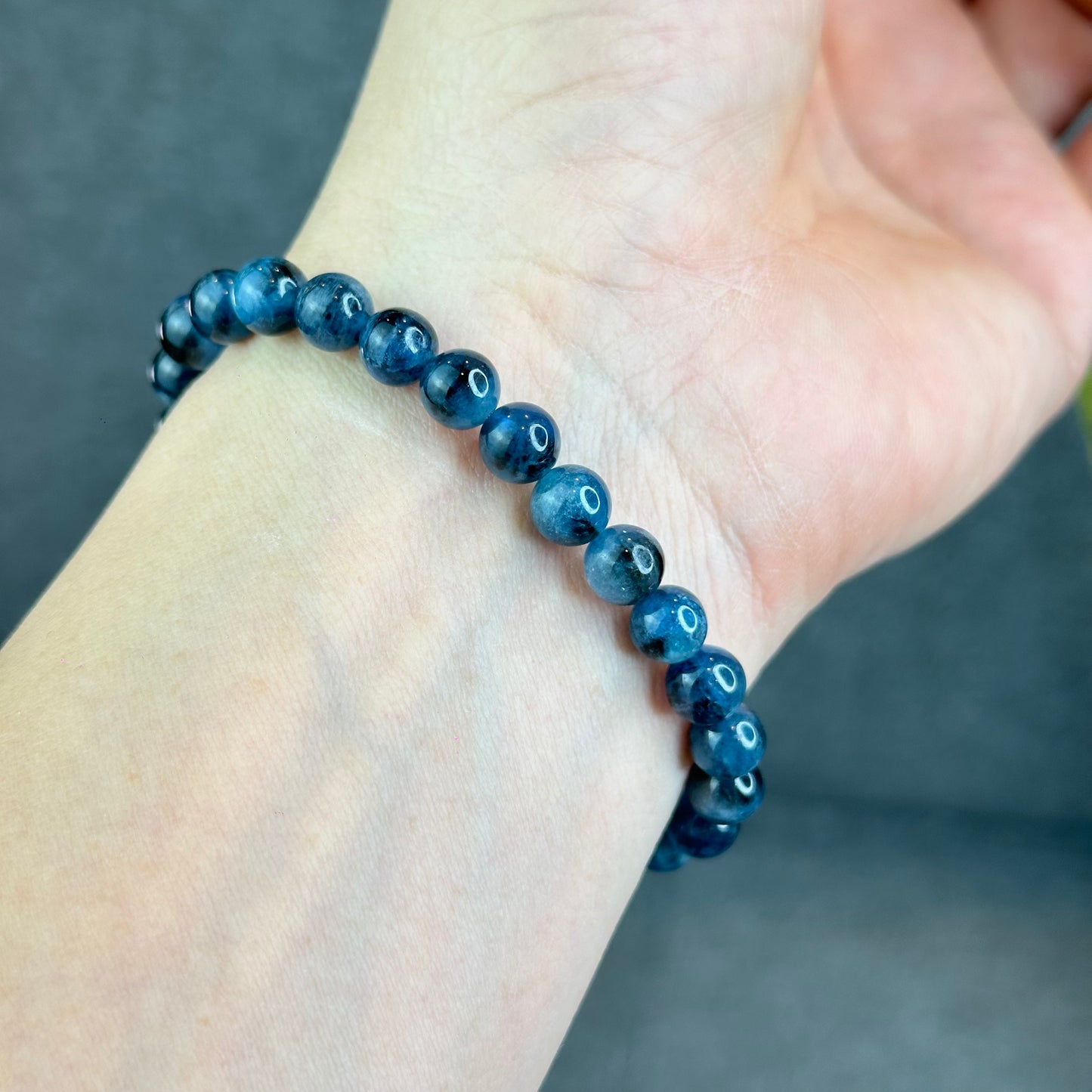 Natural Midnight Aquamarine Bracelet Size 7 mm