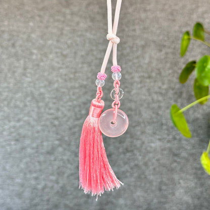 Natural Rose Quartz Donut Key Chain