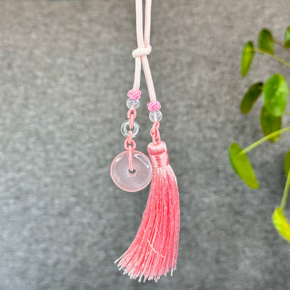 Natural Rose Quartz Donut Key Chain