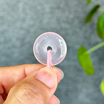 Natural Rose Quartz Donut Key Chain