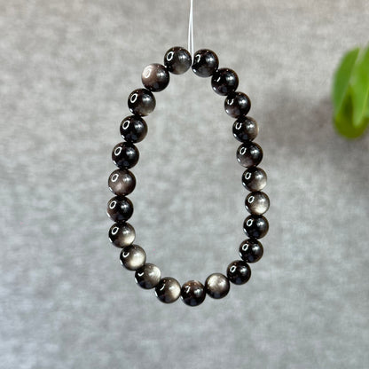 Natural Silver Obsidian VIP Bracelet Size 8 mm