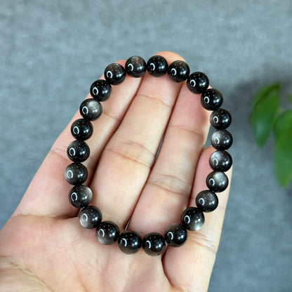 Natural Silver Obsidian VIP Bracelet Size 8 mm