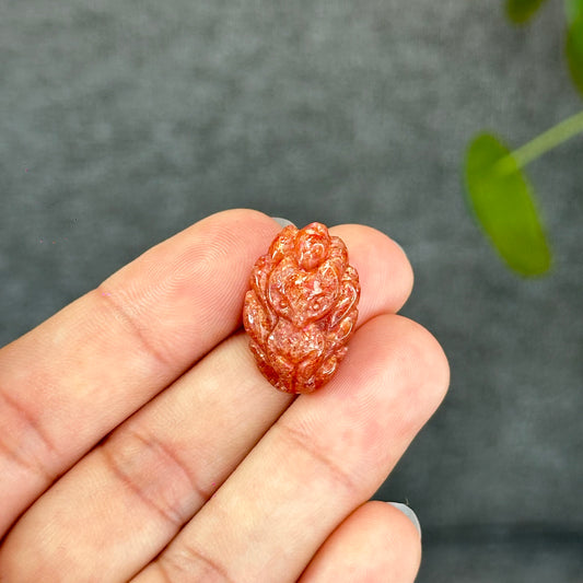 Natural Gold Sunstone Fox Charm