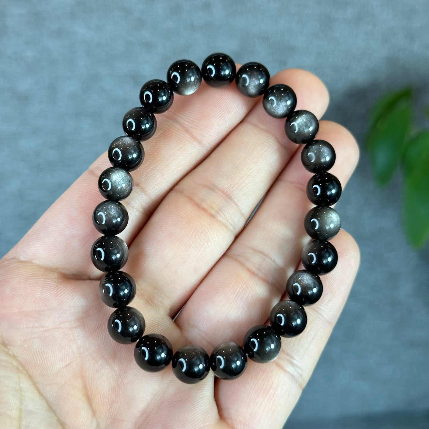 Natural Silver Obsidian VIP Bracelet Size 8 mm