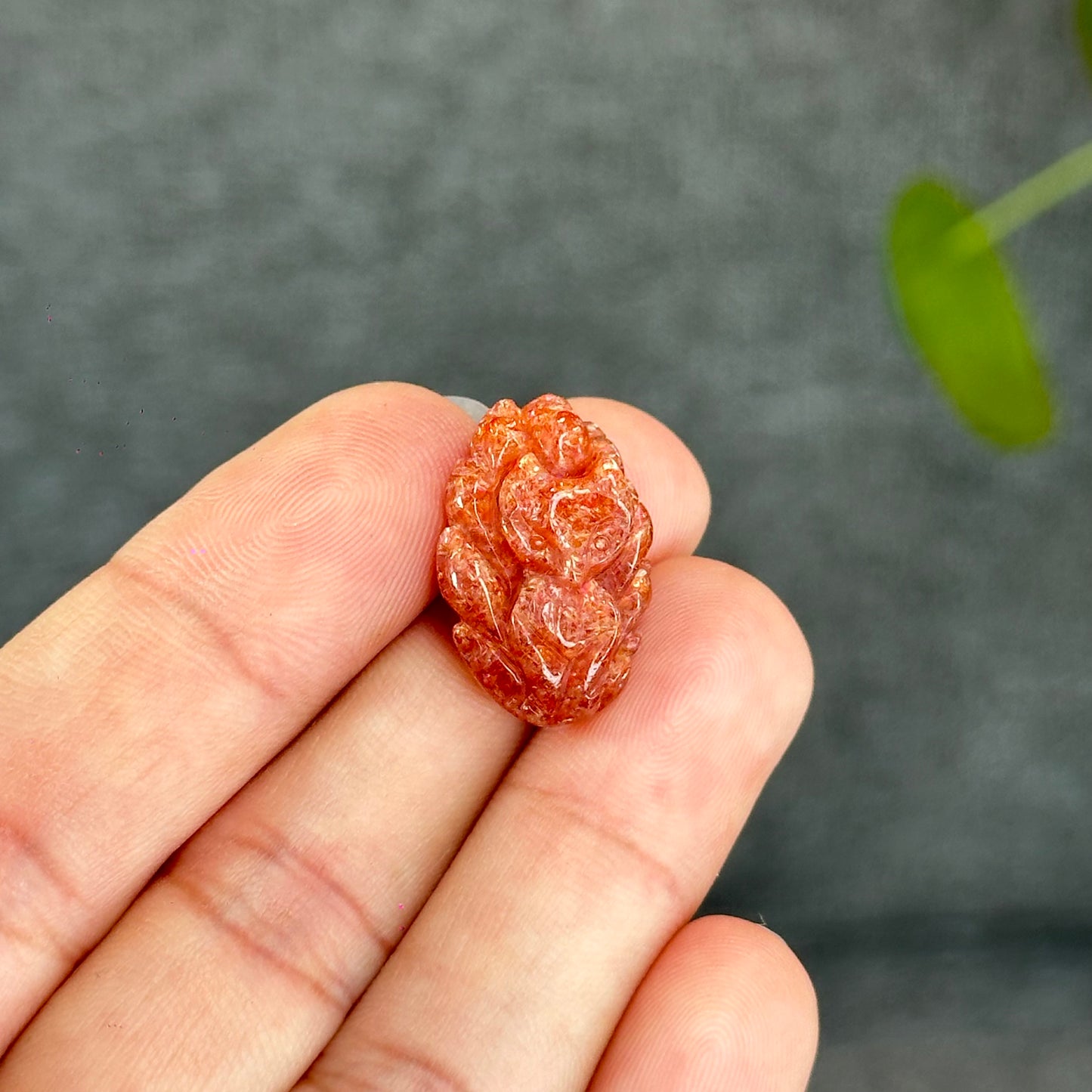 Natural Gold Sunstone Fox Charm