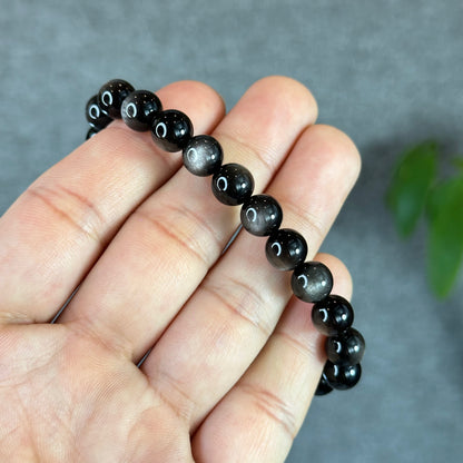 Natural Silver Obsidian VIP Bracelet Size 8 mm