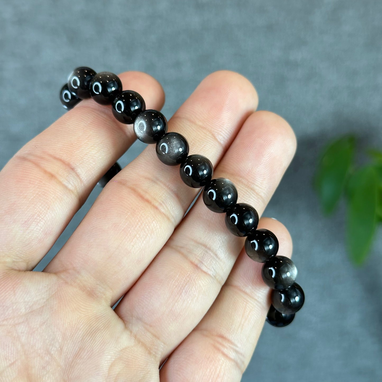 Natural Silver Obsidian VIP Bracelet Size 8 mm