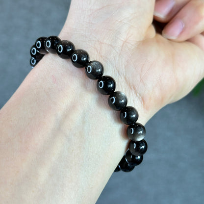 Natural Silver Obsidian VIP Bracelet Size 8 mm