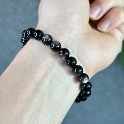 Natural Silver Obsidian VIP Bracelet Size 8 mm