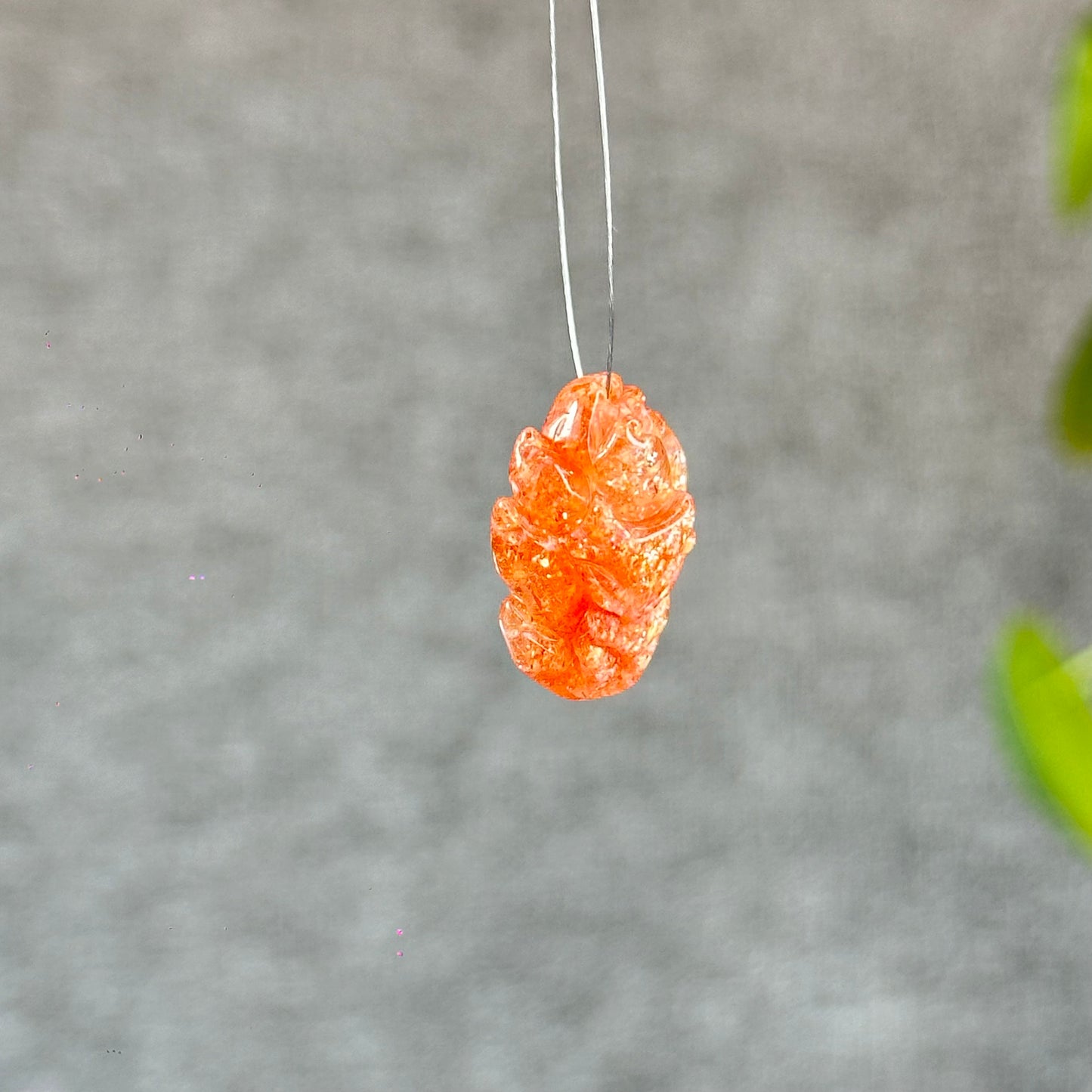 Natural Gold Sunstone Fox Charm