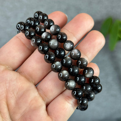 Natural Silver Obsidian VIP Bracelet Size 8 mm
