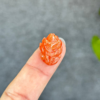 Natural Gold Sunstone Fox Charm