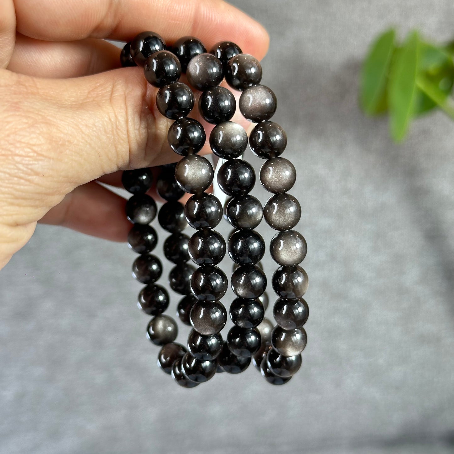 Natural Silver Obsidian VIP Bracelet Size 8 mm