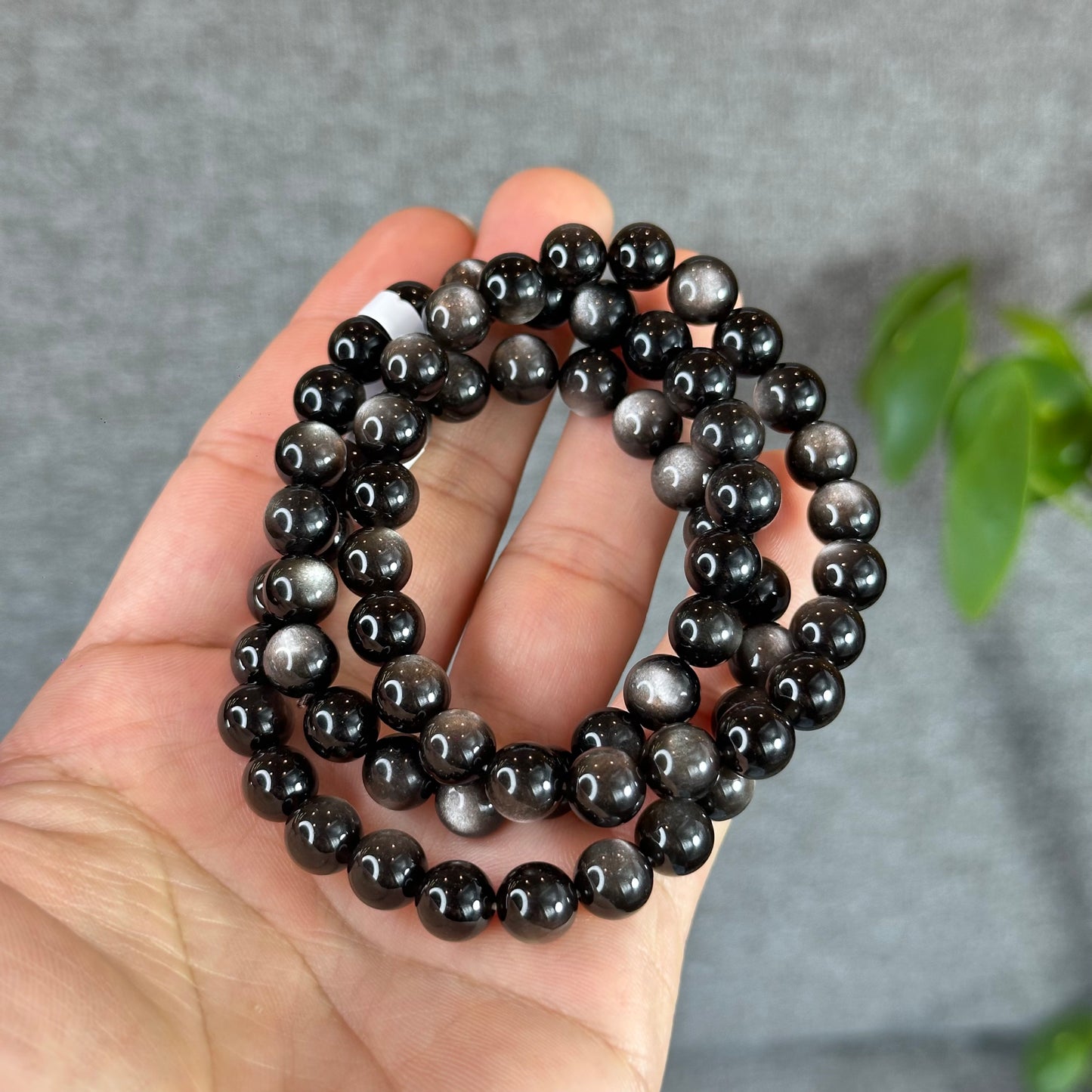 Natural Silver Obsidian VIP Bracelet Size 8 mm
