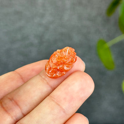 Natural Gold Sunstone Fox Charm