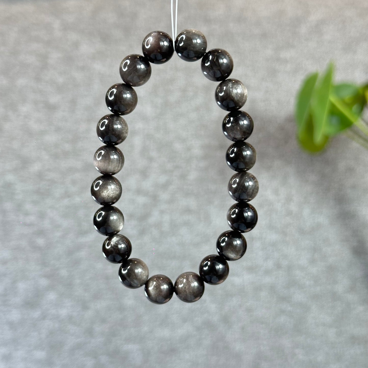 Natural Silver Obsidian Bracelet Size 10 mm