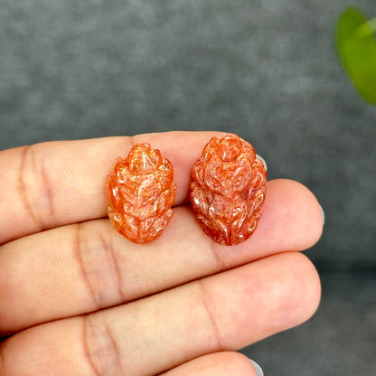 Natural Gold Sunstone Fox Charm