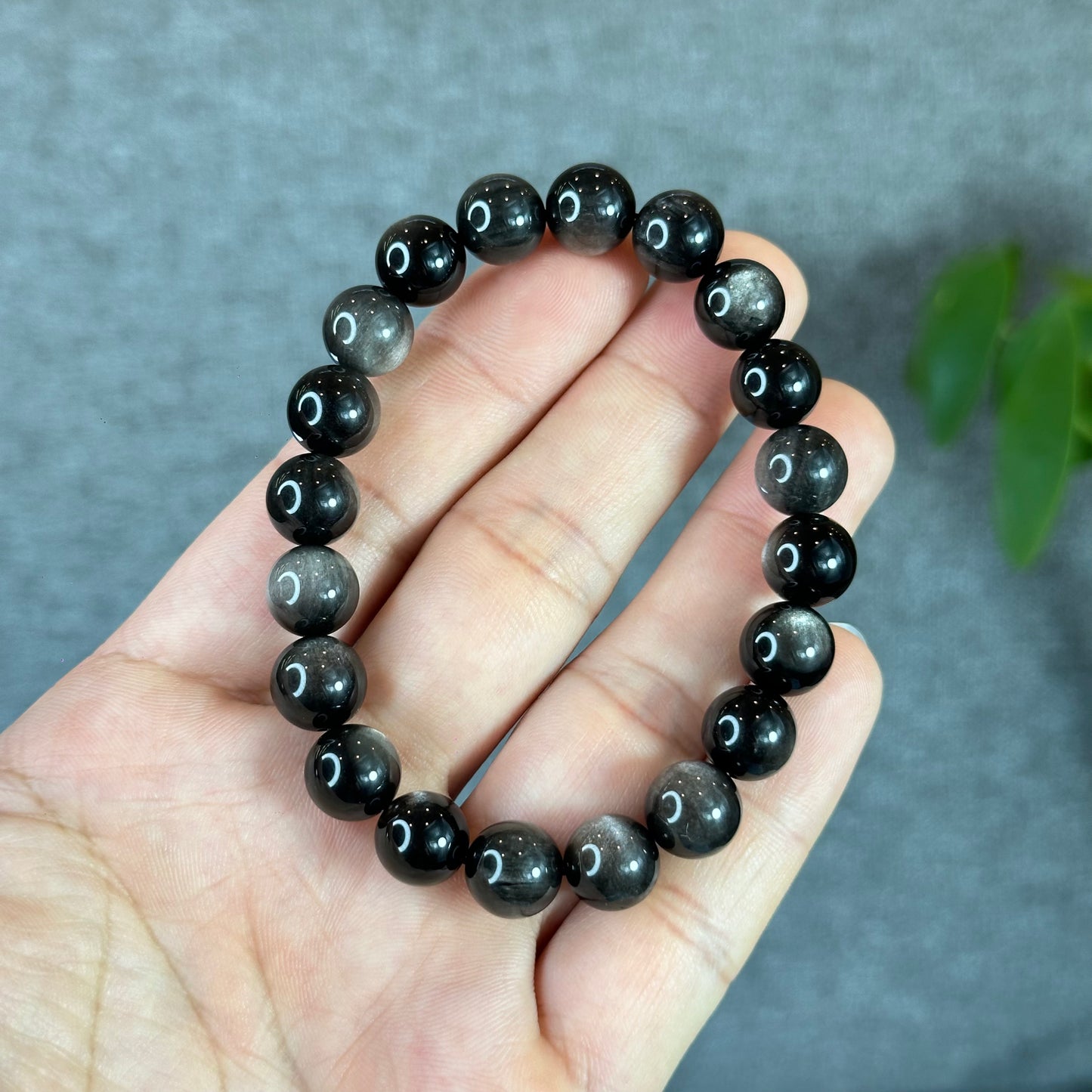 Natural Silver Obsidian Bracelet Size 10 mm