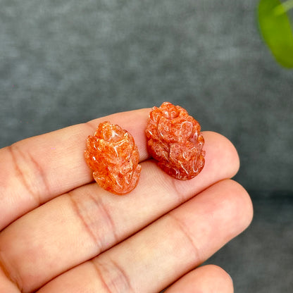 Natural Gold Sunstone Fox Charm