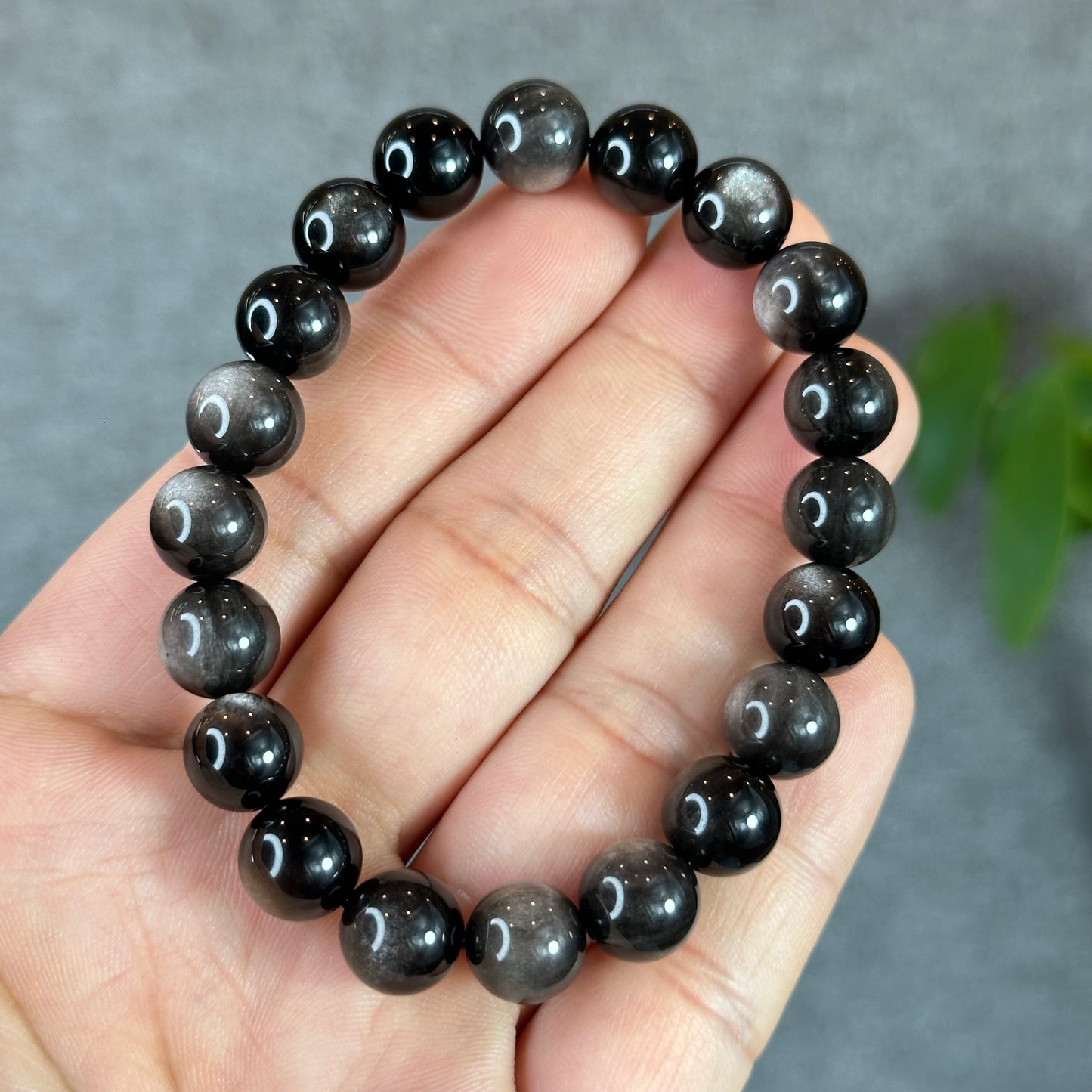 Natural Silver Obsidian Bracelet Size 10 mm