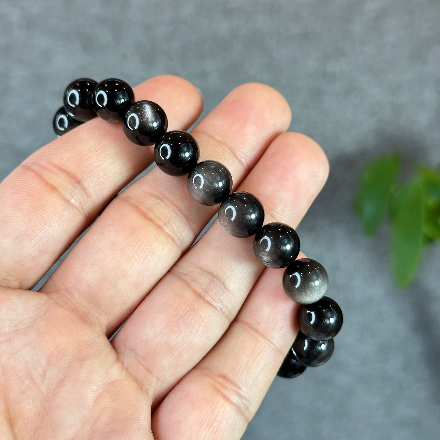 Natural Silver Obsidian Bracelet Size 10 mm