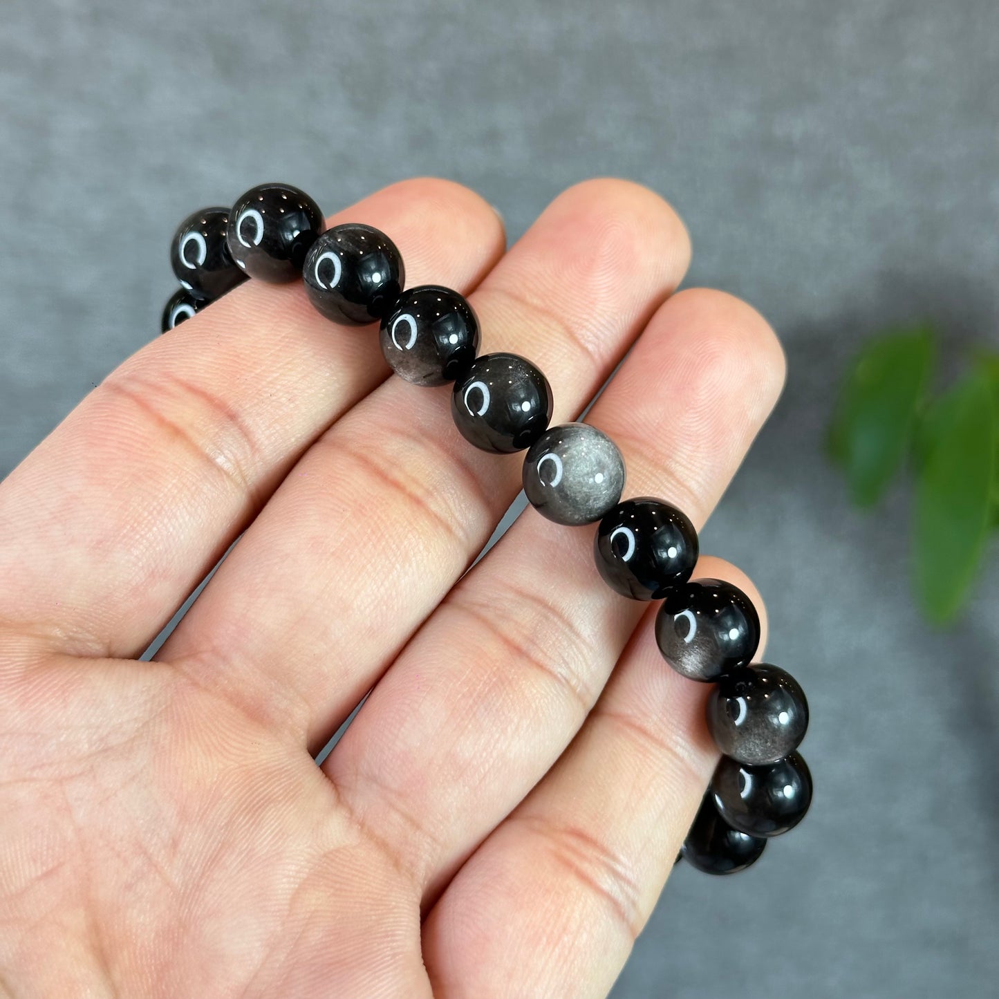 Natural Silver Obsidian Bracelet Size 10 mm