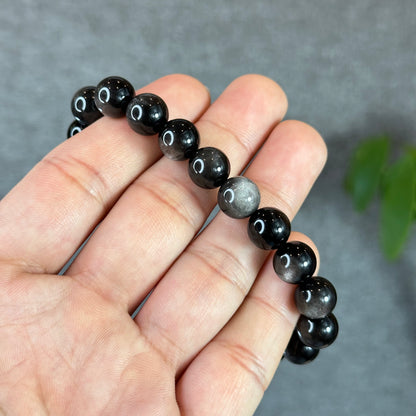 Natural Silver Obsidian Bracelet Size 10 mm