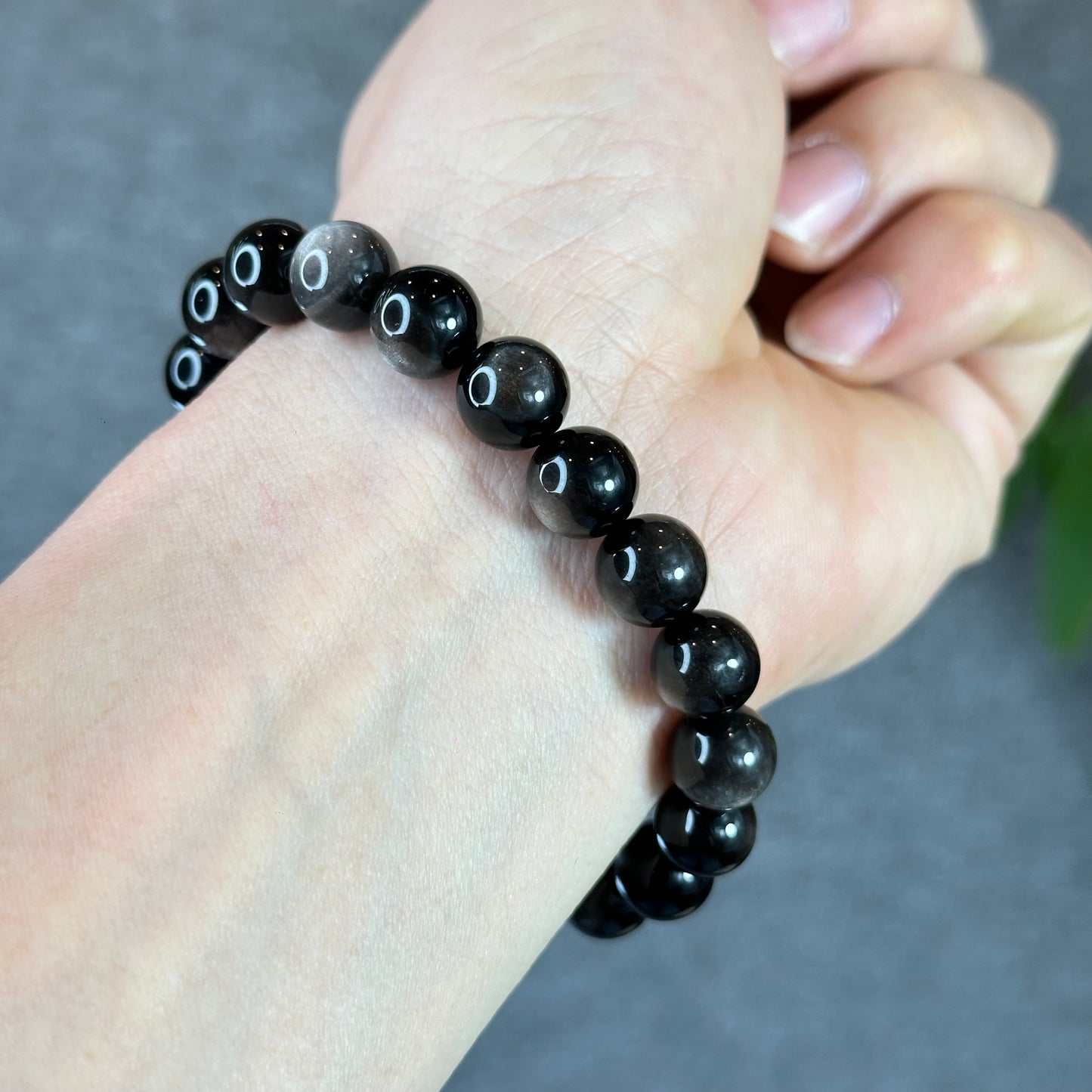 Natural Silver Obsidian Bracelet Size 10 mm