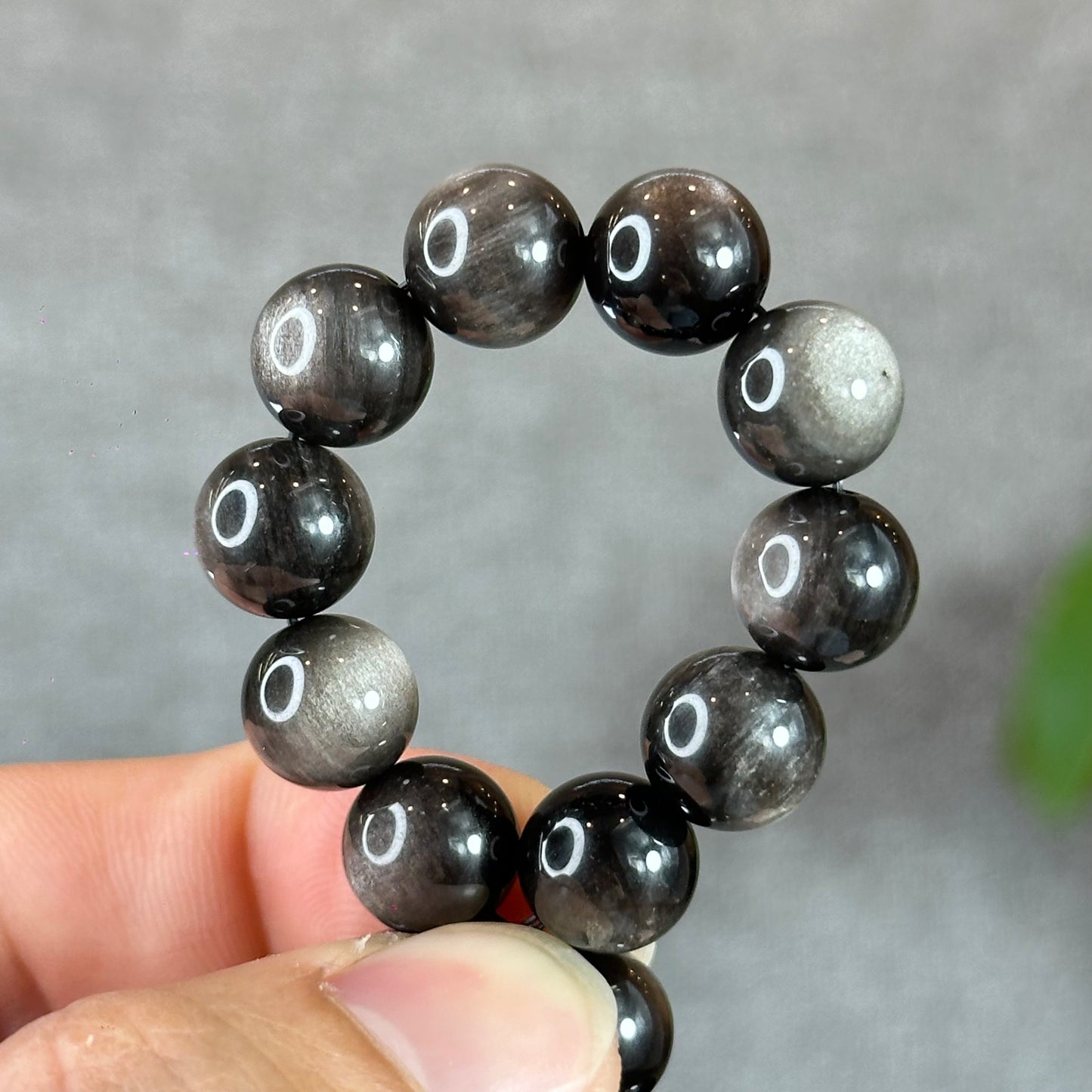Natural Silver Obsidian Bracelet Size 10 mm