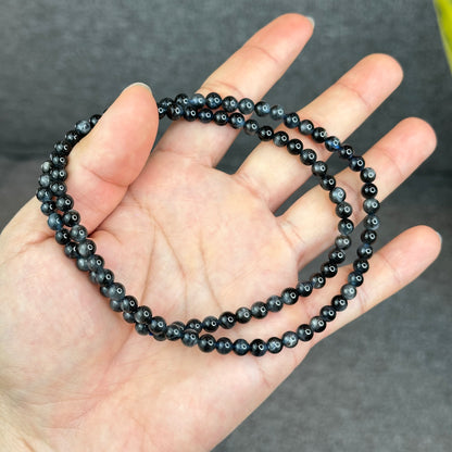 Natural Midnight with Flash Aquamarine Triple Wrap Bracelet Size 5 mm