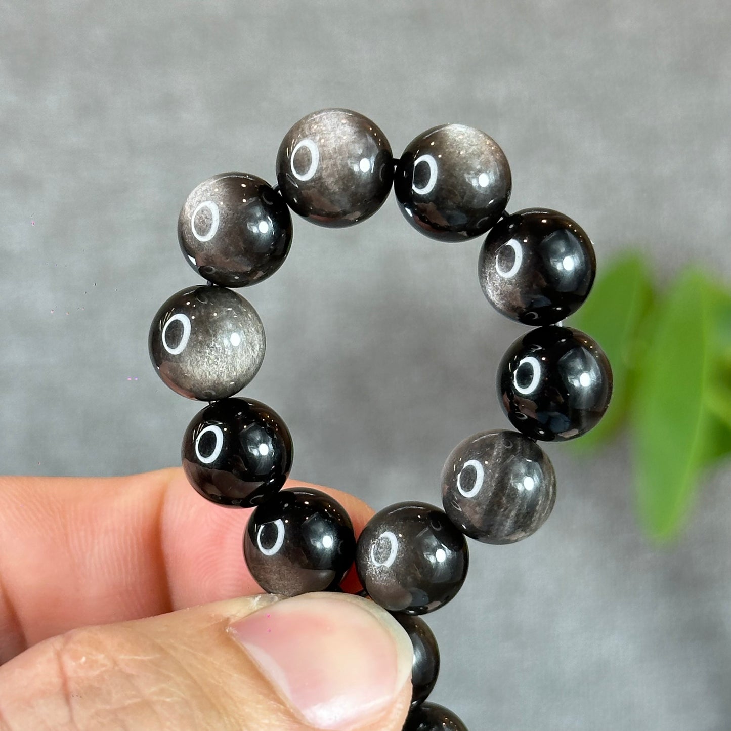 Natural Silver Obsidian Bracelet Size 10 mm