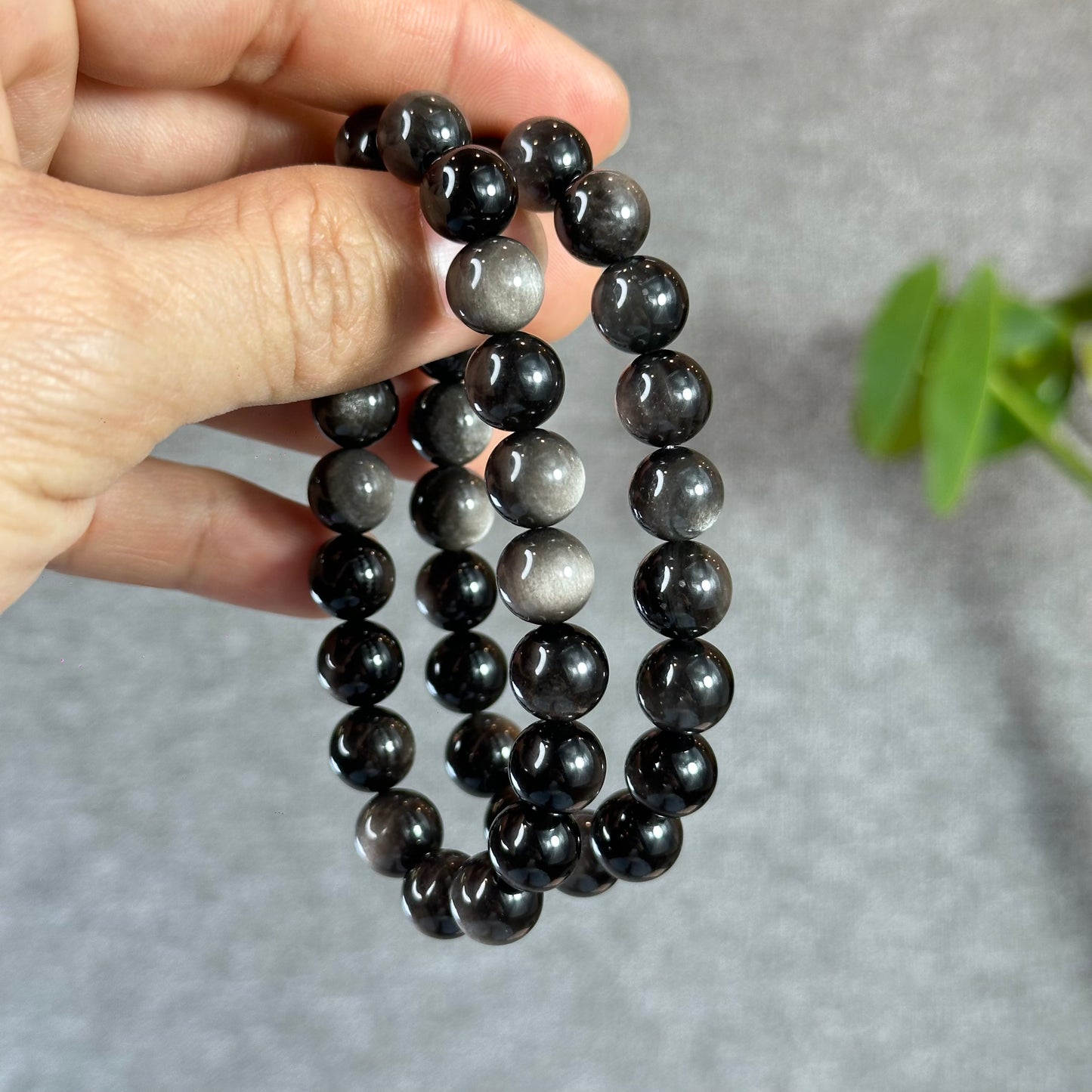 Natural Silver Obsidian Bracelet Size 10 mm