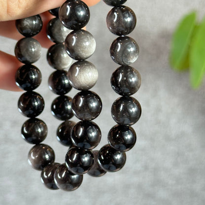 Natural Silver Obsidian Bracelet Size 10 mm