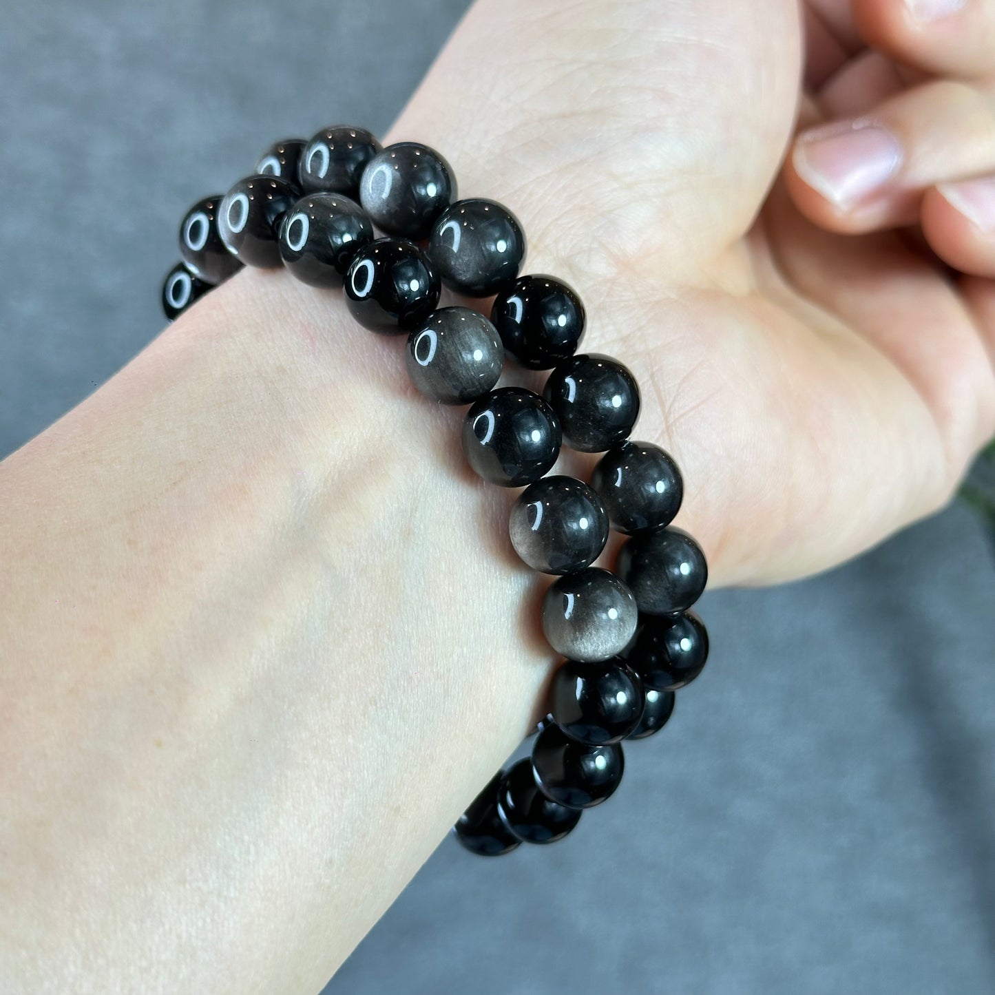 Natural Silver Obsidian Bracelet Size 10 mm