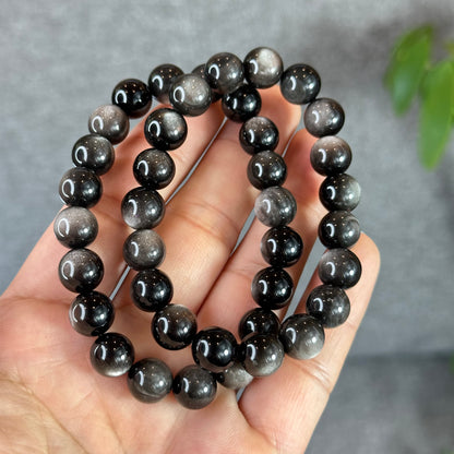 Natural Silver Obsidian Bracelet Size 10 mm