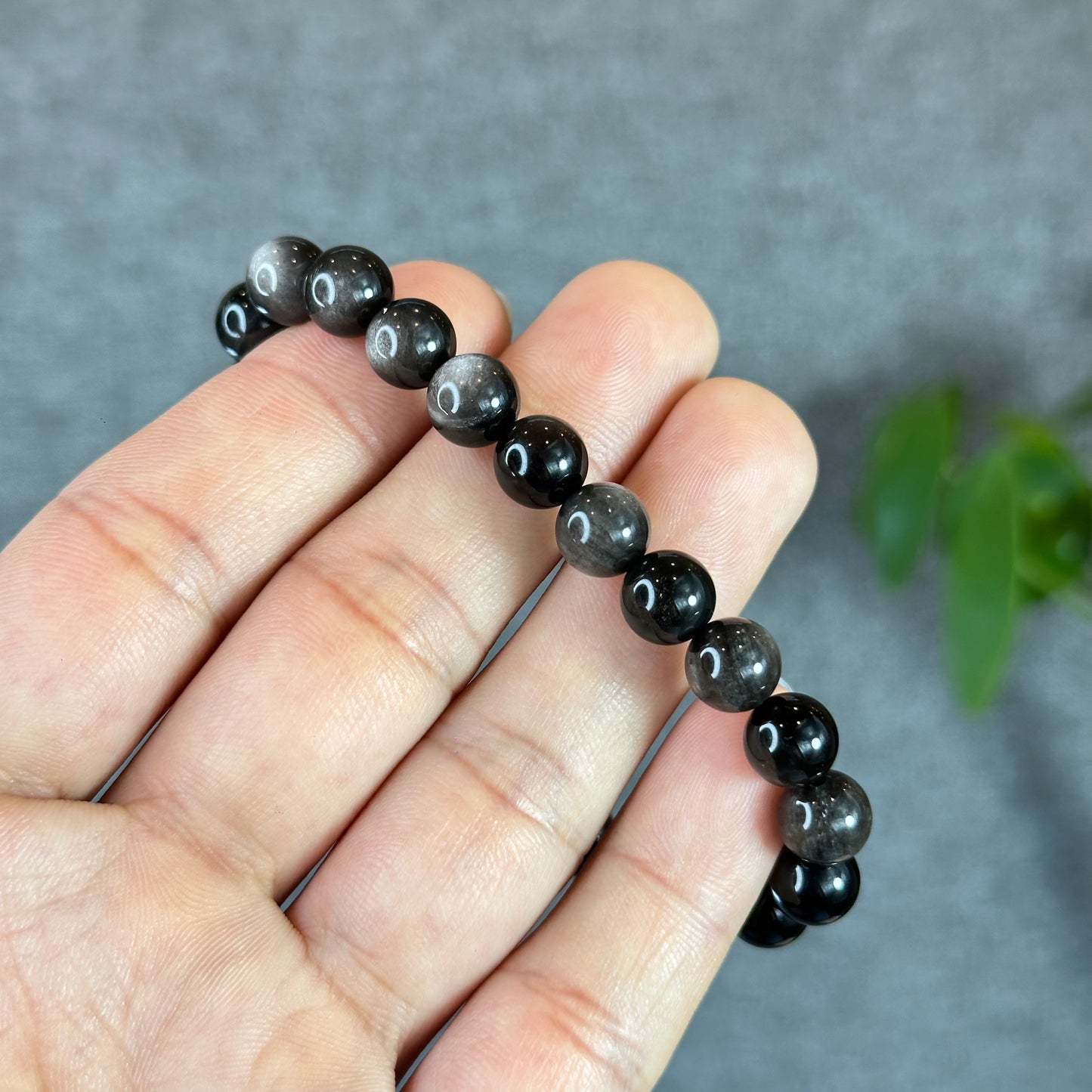 Natural Silver Obsidian Bracelet Size 8 mm