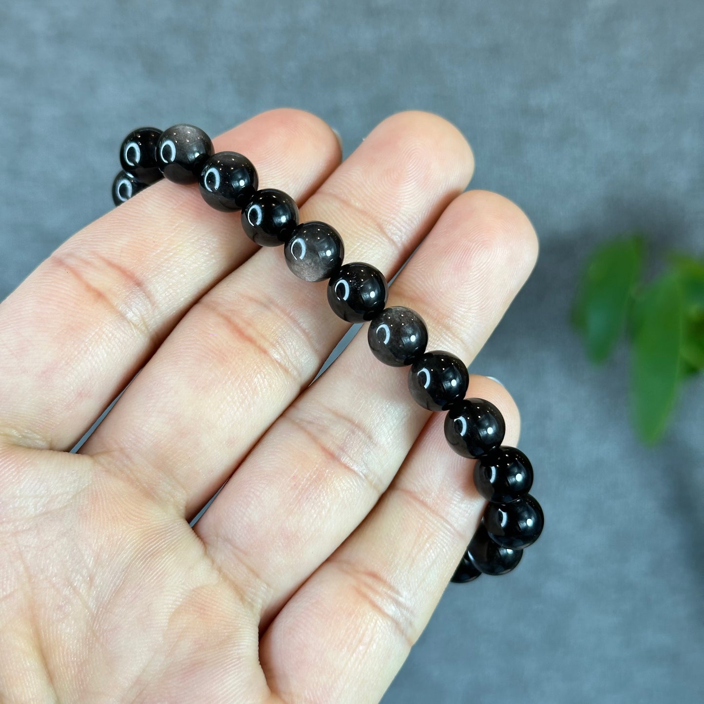 Natural Silver Obsidian Bracelet Size 8 mm