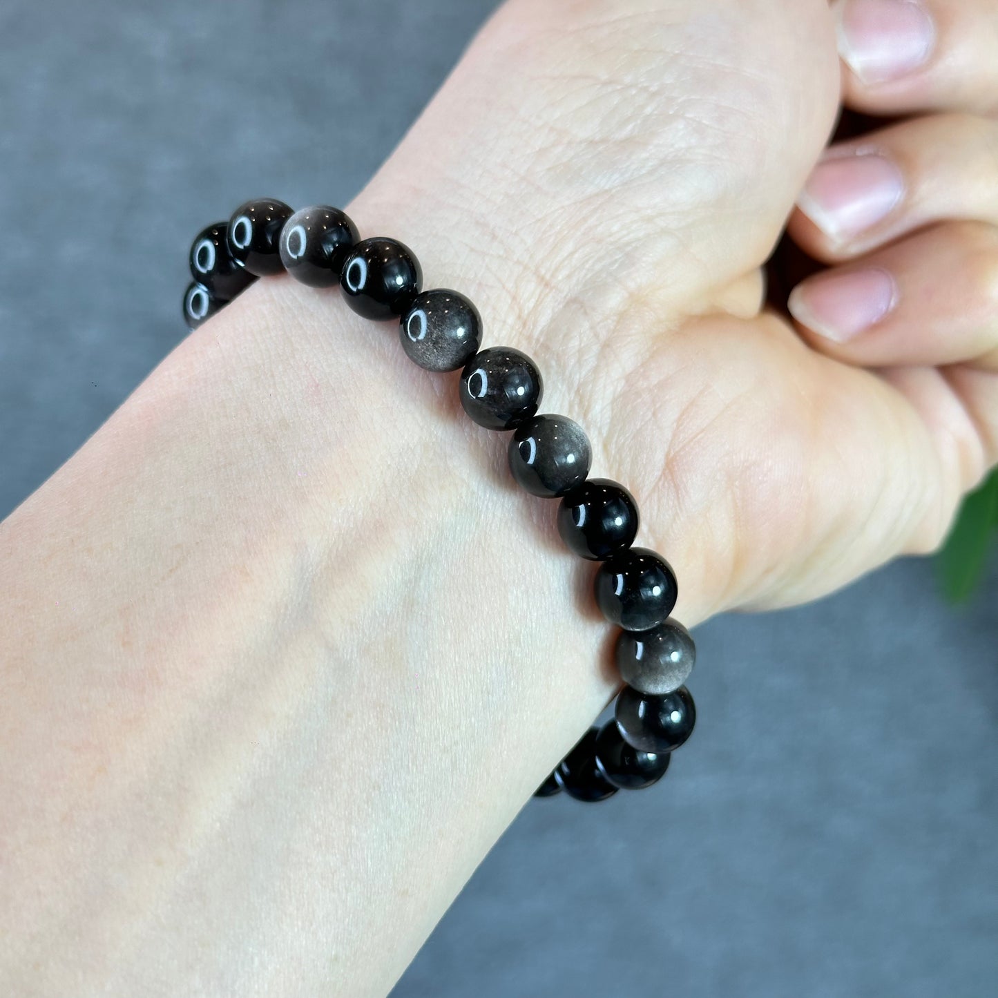 Natural Silver Obsidian Bracelet Size 8 mm