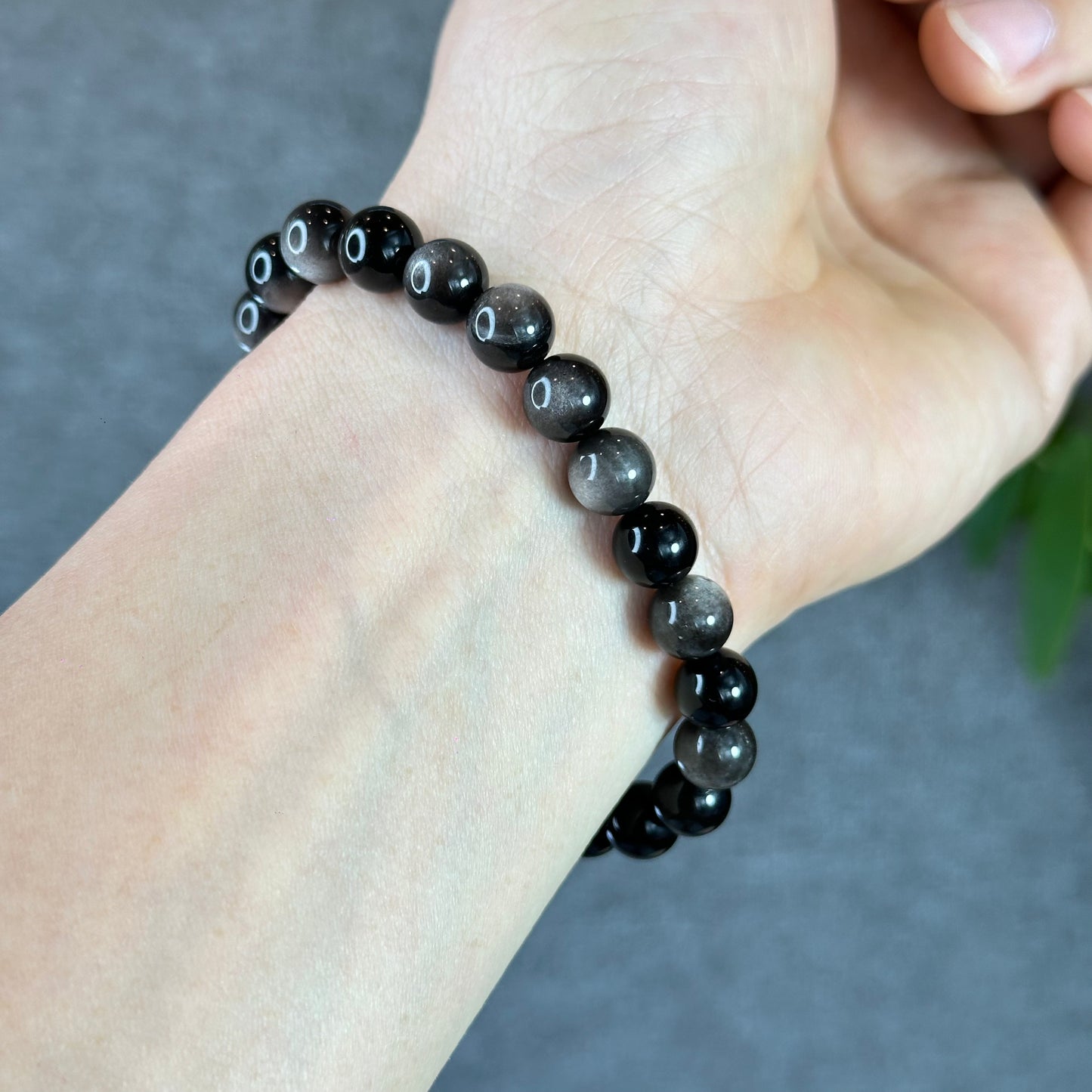 Natural Silver Obsidian Bracelet Size 8 mm