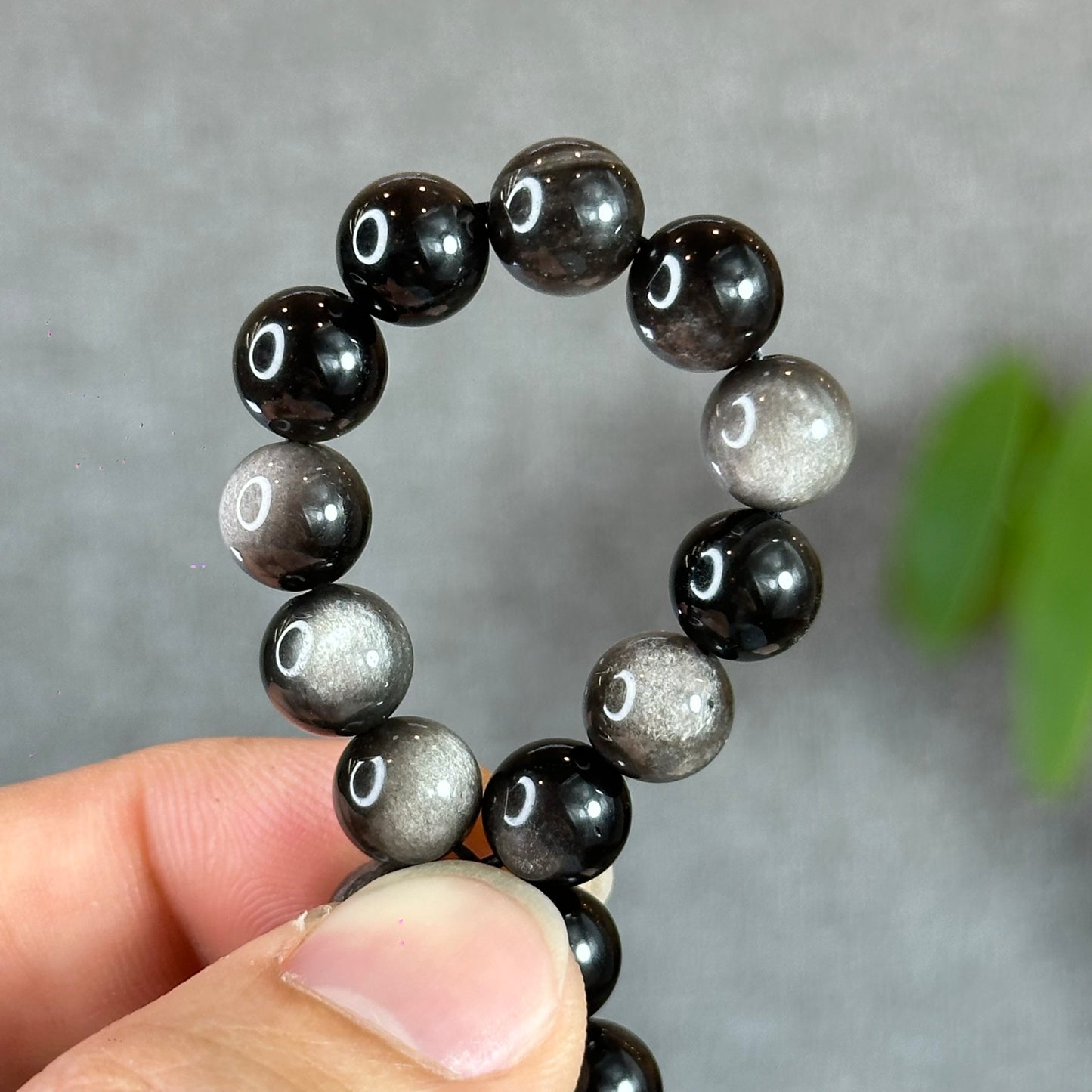 Natural Silver Obsidian Bracelet Size 8 mm