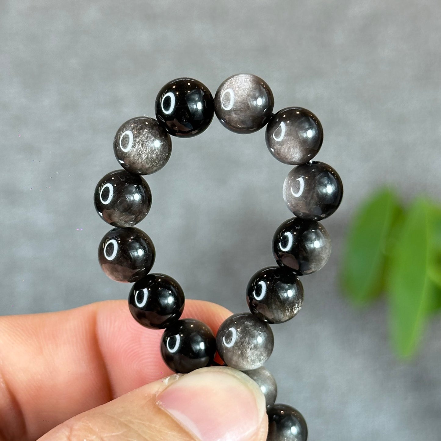 Natural Silver Obsidian Bracelet Size 8 mm